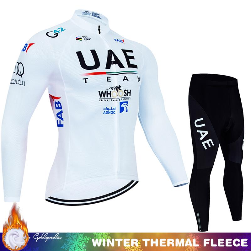 Cycling Clothing Man Bicycle Jerseys Men Sportswear Set UAE Winter Bike Jacket Thermal Fleece Jersey Men's Blouse Mtb Bib Suit