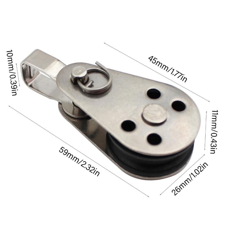 25mm Lifting Single Pulley Roller,304 Stainless Steel Single Wheel Pulley Lifting Rope Pulley Block for Kayaks