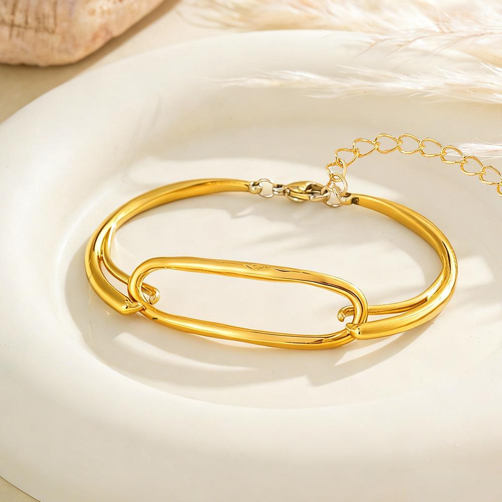 Эксклюзивный Дизайн Двухцветный Простой Браслет-манжета для Женщин Полый Браслет-манжета Минималистичные Украшения на Запястье золотой