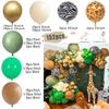 Sage Green Brown Wildlife Themed Balloon Garland Arch Kit Deer Print for Jungle Safari Kid Birthday Baby Shower Party Decoration