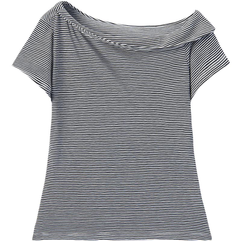 EICHITOO Women s Striped Short Sleeve Knit Top S