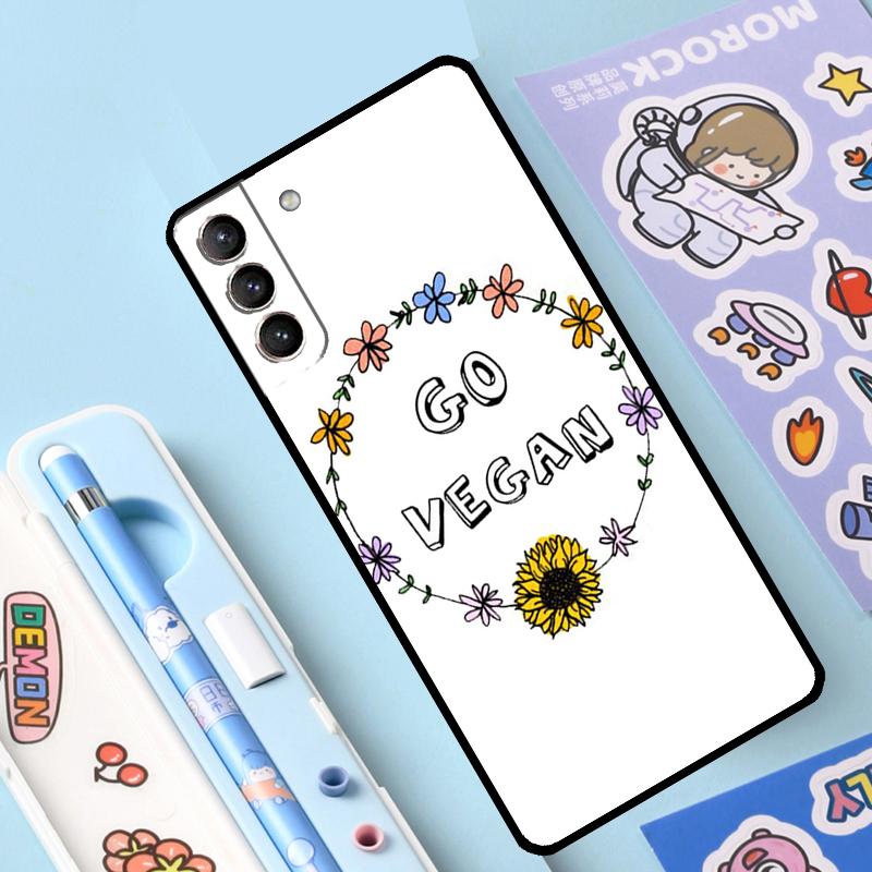 Go Vegan Case For Samsung Galaxy S23 S22 S21 Ultra S20 FE S9 S10 Note 10 Plus Note 20 Ultra Full Cover