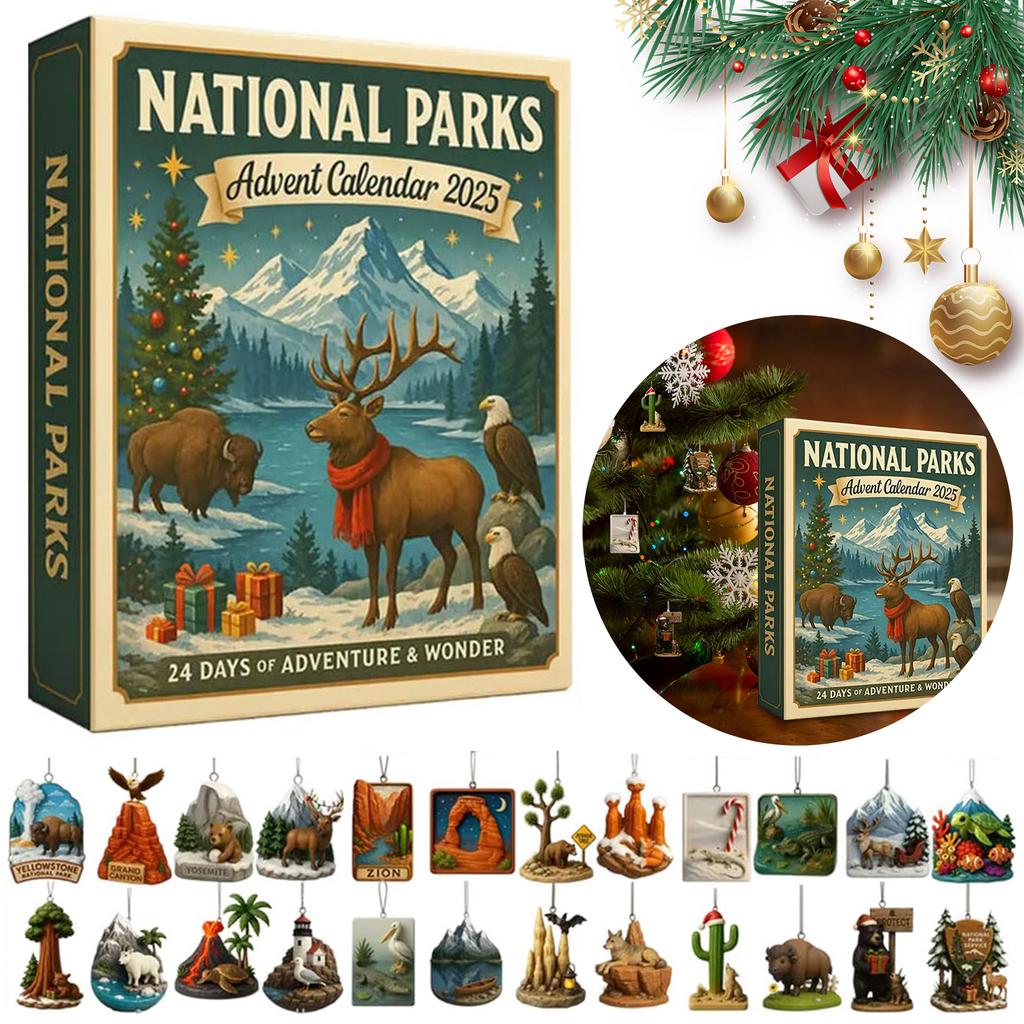 National Parks Christmas Advent Calendar Christmas Tree Ornaments Xmas Countdown Calendar for Nature Lovers Collectible Gift