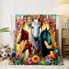 1PC Tropical Flower and Horse Theme Printing Adult Children Warm Blankets Home Travel Car Soft and Comfortable Luxury Gifts