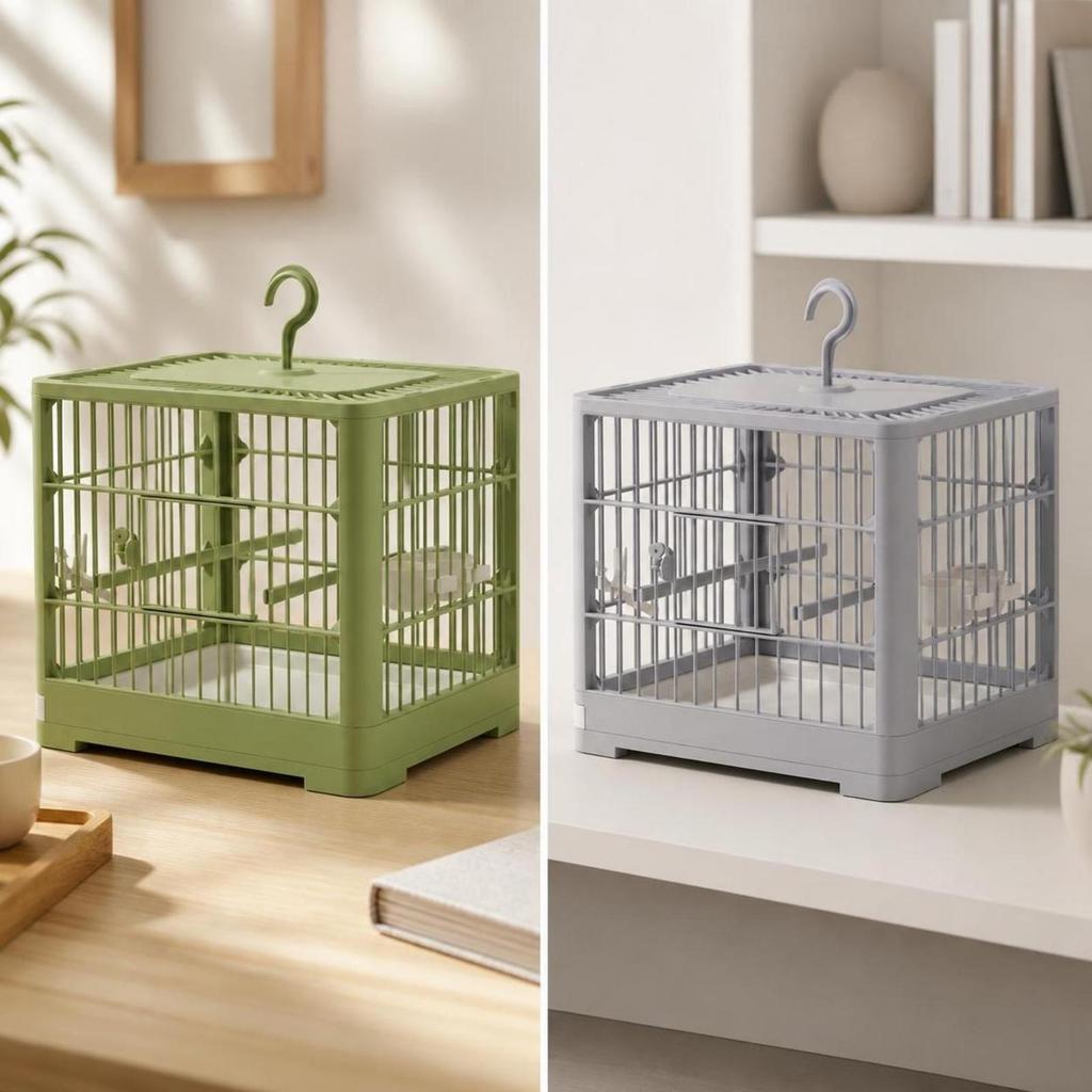 Square Bird Cage Lightweight with Slide-out Tray Lockable for Budgies