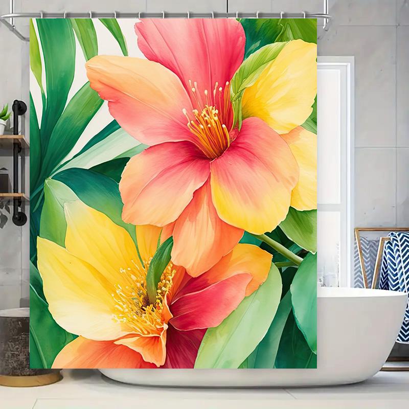 

Creative Floral Shower Curtain Waterproof And Mildew-Proof Shower Curtain Colorful Petal Design Suitable For Bathroom Decoration W60H190(CM)-1 Pcs