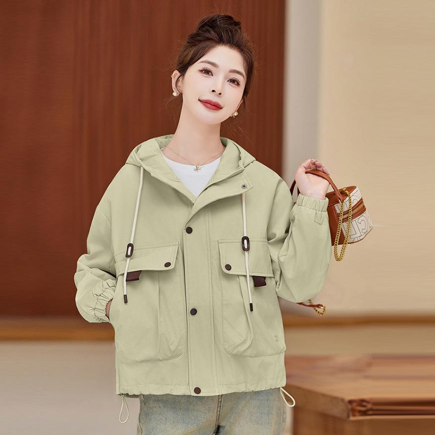 Fashion Trench Coat Women's Short Spring and Autumn New Popular Popular Small Loose Casual Hooded Jacket
