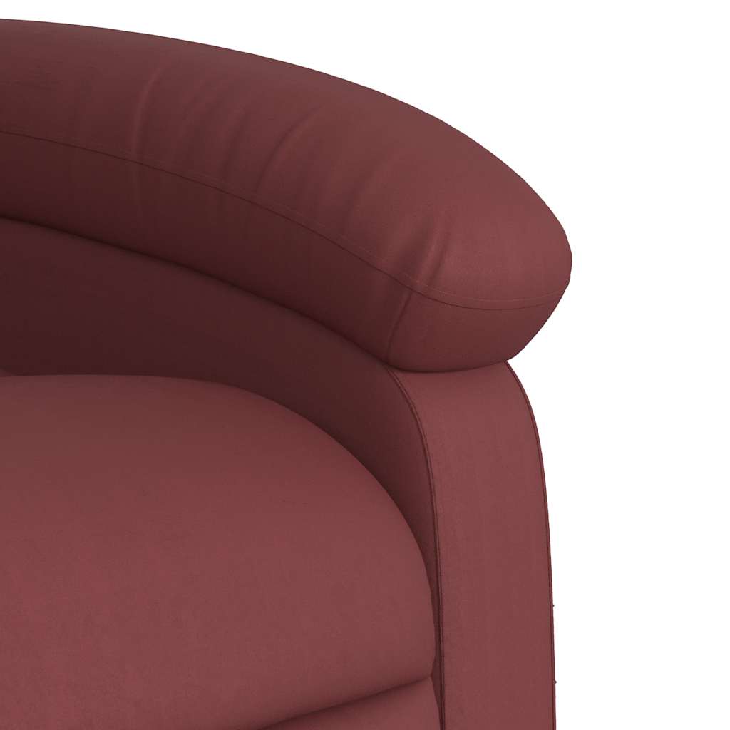 Recliner with Rising Assistance Burgundy Artificial Leather