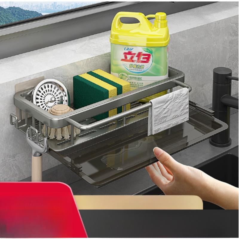 

Космическая алюминиевая кухонная полка для хранения, сливная стойка для раковины, органайзер для губки, подвесная полка для сушки мыла, корзина, полки для шампуня в ванной комнате