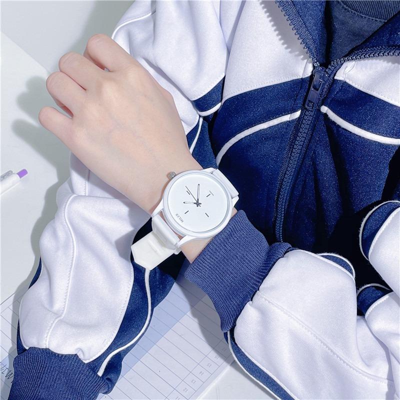 Big Dial Couple Watch Soft Silicone Strap Jelly Quartz Watches Wristwatches for Women Ladies Lovers Men Watch Black White Montre