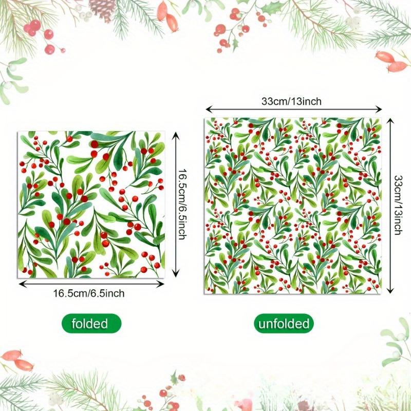 20pcs Tropical Leaf Print Napkins, Table Decor for Christmas Parties, Hawaiian Themed Events, and Dining Table Settings
