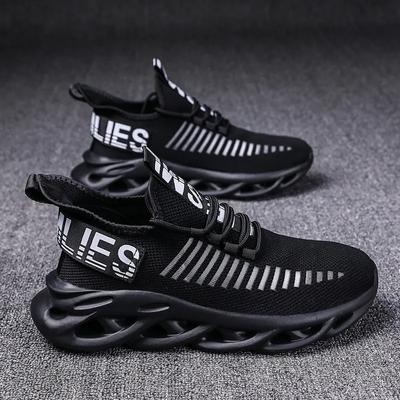 Chaussures pour hommes Baskets confortables Légères à lacets Tennis Chaussures de course légères Taille 38-46 Noir Baskets de marche pour couple