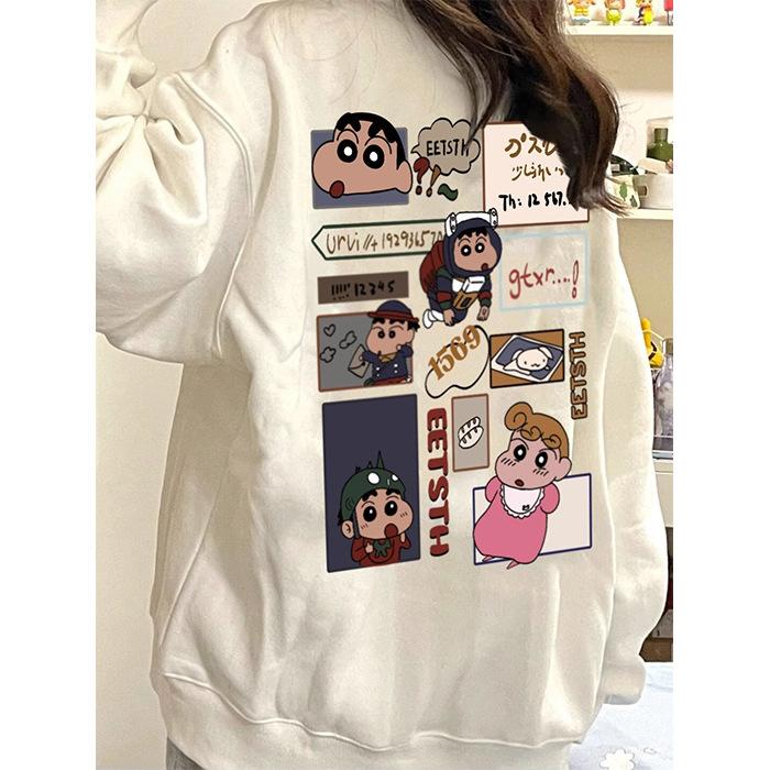 Fleece new crayon small new crew neck sweater men's and women's Korean version loose lazy wind wholesale coat