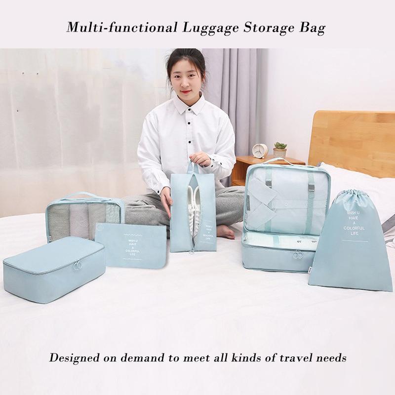 7pcs Travel Portable Luggage Organizer Bags Save Space Breathable Mesh Bag Clothing Classified Storage Bags Large Capacity Pouch