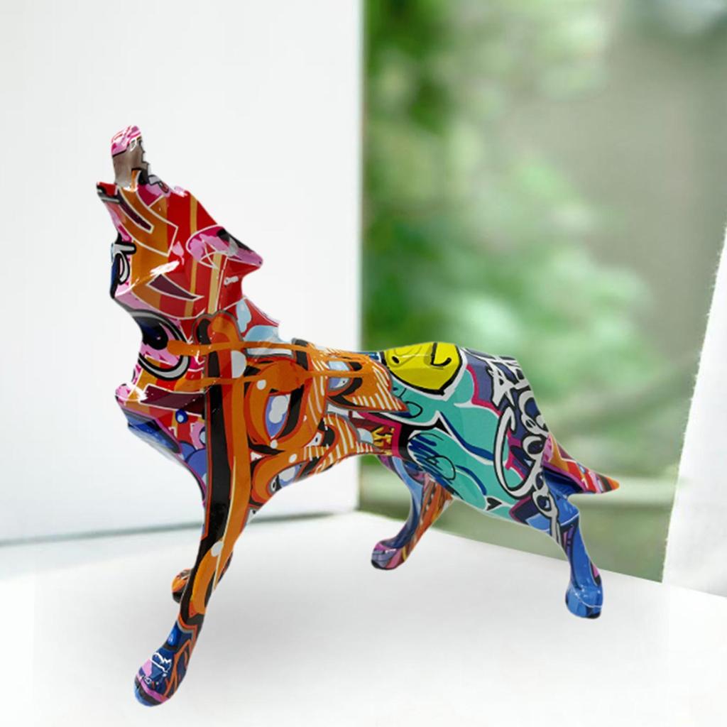 Wolf Statue Wear Resistant Housewarming Gift Artwork Home Decoration Keepsake Desk Ornament for Patio Bedroom Shelf Porch Indoor