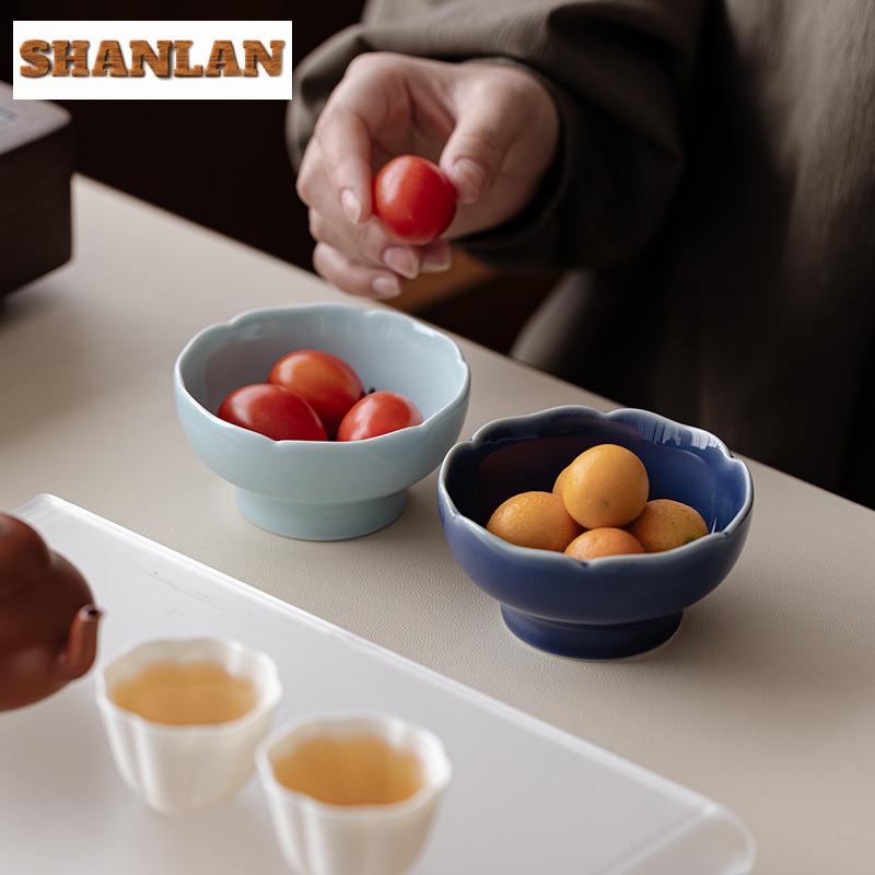 Retro Flower Mouth Fruit Dishes Antique Pastry Plate Food Dinner Plates Household Hospitality Dishes For Tea Supplies Decoration
