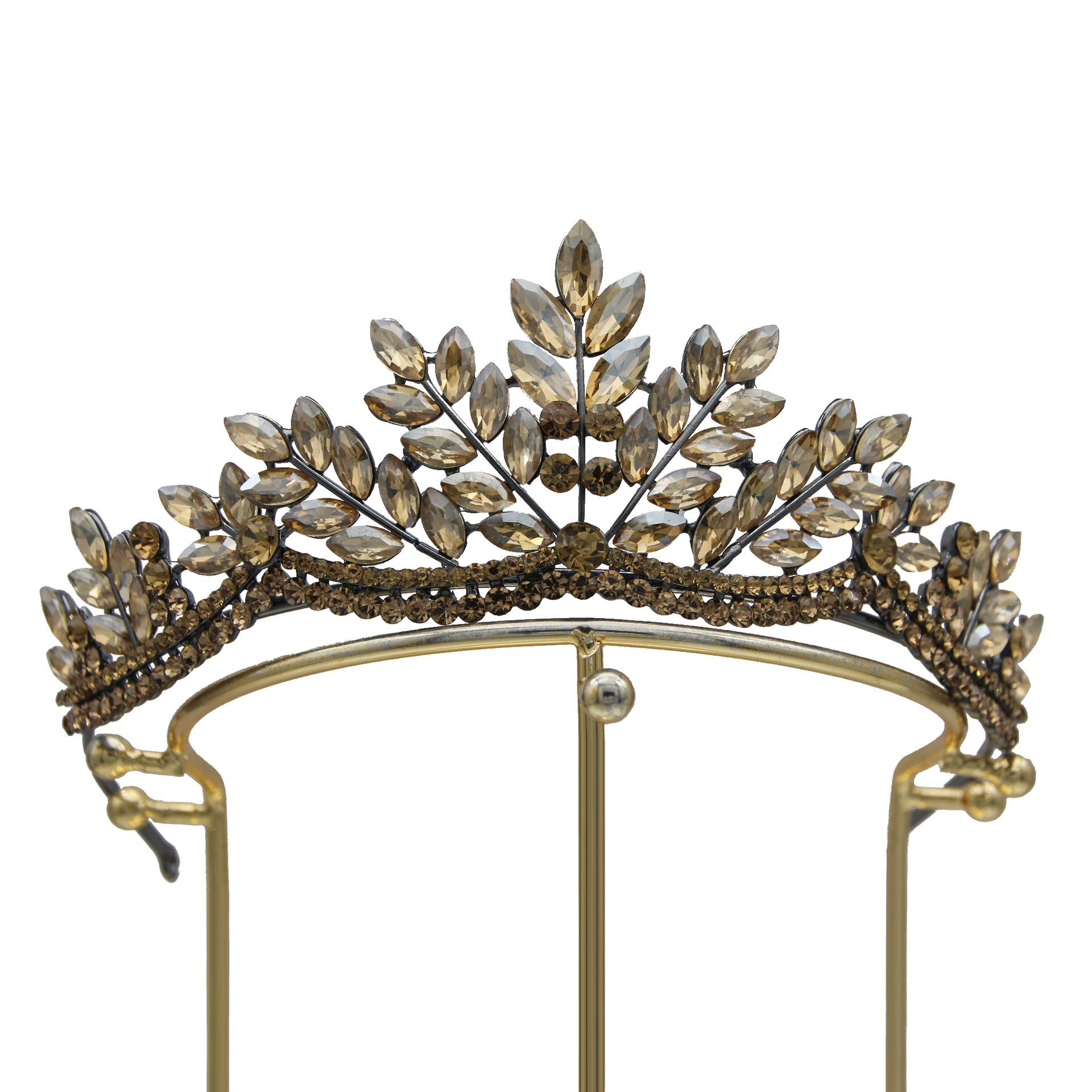 Frühlings Brautkrone Kopfschmuck Europäisch und Amerikanisch Legierung Schwarzer Kristall Hochzeit Barock Haarschmuck