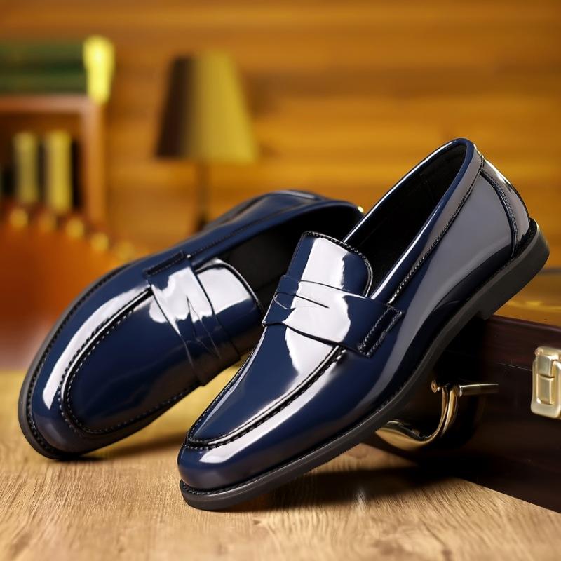 Men's wedding banquet formal leather shoes Korean style trendy pointed breathable mesh casual business leather shoes