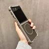 Luxury Magnetic Wireless Charging Matte Case for Samsung Galaxy Z Flip6 Zflip5 Z Flip 3 4 5 6 Flip4 Airbag Shockproof PC Cover