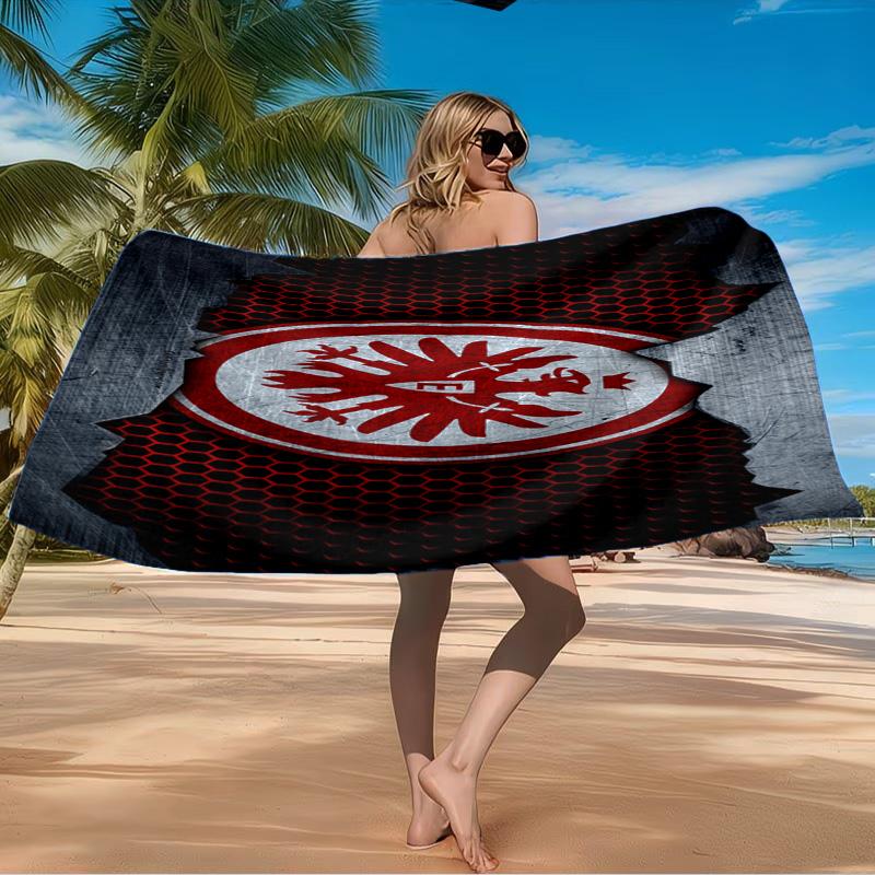 Flaming Heart Frankfurt Emblem Beach Towel Microfiber Beach Towel, Lightweight and Quick-Dry, for Summer Travel, Swimming Pool Fan Birthday Gift