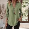 Spring Summer Women's Plus Size Elegant V-Neck Solid Color Loose Fit Shirt Women's Solid Casual Loose Blouses