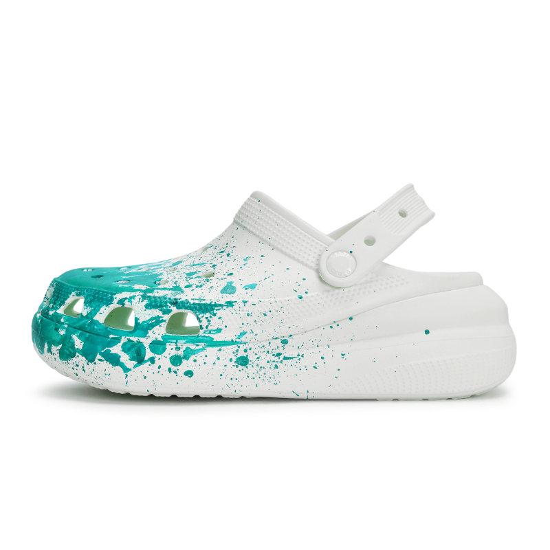 Crocs Crush Clog 811 Manufacture Forge Live Special Shoe Box Distressed Fluid Splash Ink Personality Hole Shoes Unisex White Tiffany
