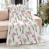 Moderne Tulpenblumen-Print Flanelldecke, Weich, Leicht, Maschinenwaschbar für Sofa, Bett, Büro