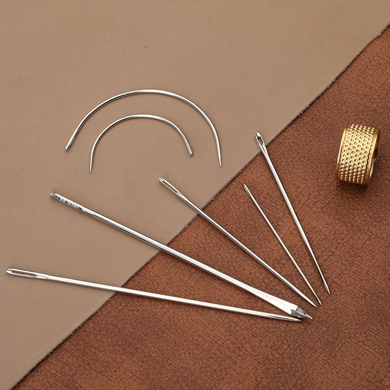 16PCS Leather Sewing Kit with Waxed Thread Leather Needle Sewing Awl Thimble Leather Working Tools