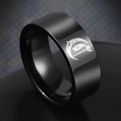Inel cu sigiliu retro cu inițiale A-Z pentru bărbați 8mm Ștanță grea Oțel inoxidabil Inel masculin personalizabil Cadou