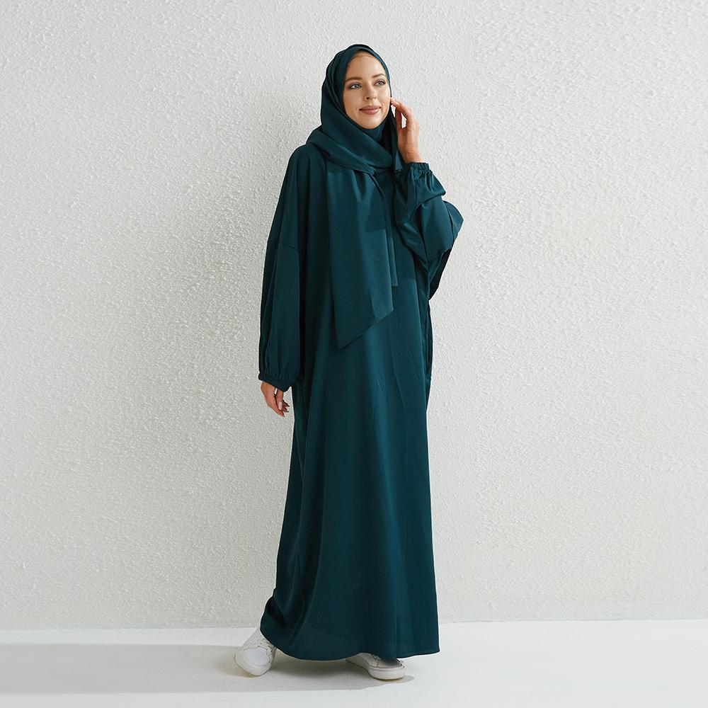 Muslimisches Abaya-Gebetskleid, einteiliges Kapuzen-Smoking-Ärmel, islamische Kleidung für Damen, Jilbab, Dubai, Saudi-Arabien, schwarze Robe, türkische Bescheidenheit