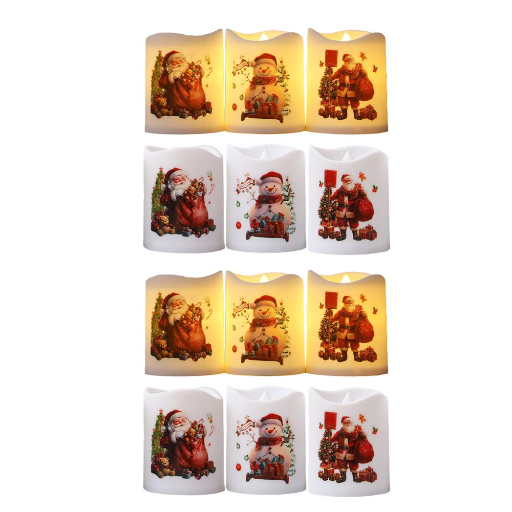6 Stück/12 Stück Weihnachts-Kerzenlichter, LED-Kerzenlichter Flammlose Lichter Batteriebetrieben Wiederverwendbare Nachtlampe Romantische Heimdekoration
