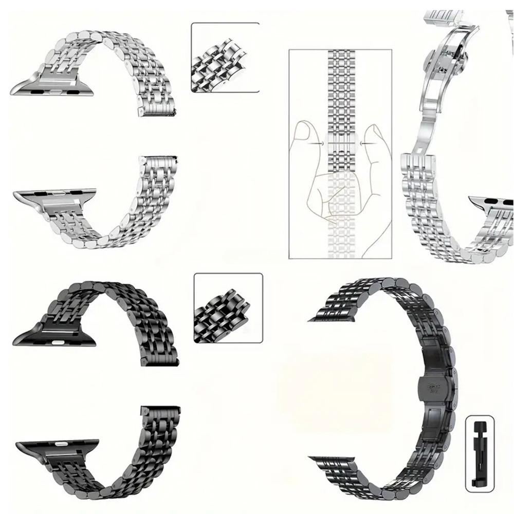 Classic Stainless Steel Slim Band For Apple Watch Strap Ultra 49mm 45mm 44mm 42mm 41mm 40mm 38mm For Iwatch Series 9/8/7/6/5/4/3/2/1/SE