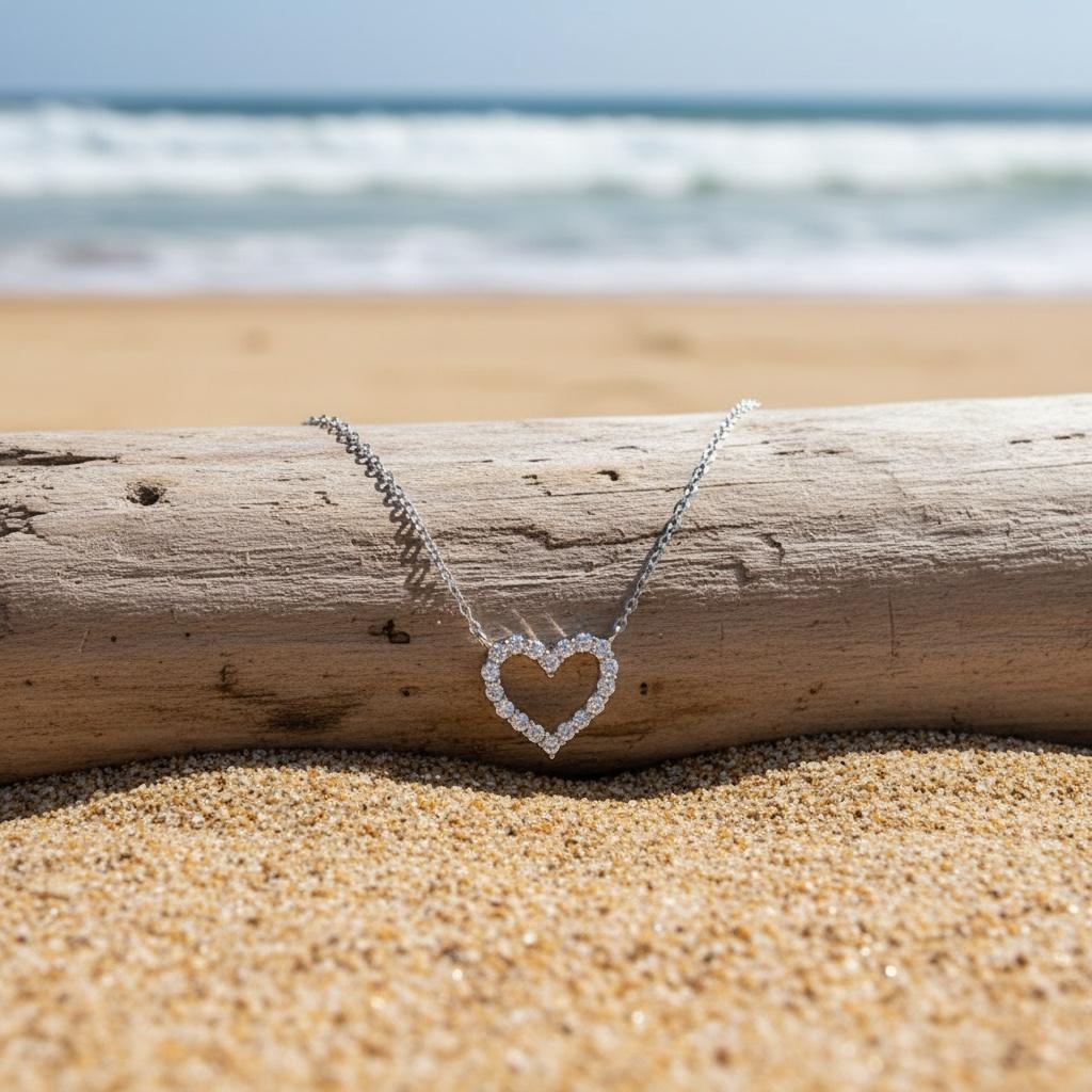 A Pendant Necklace for Women with a Rhinestone-embellished Hollow Heart Design for Valentine's Day