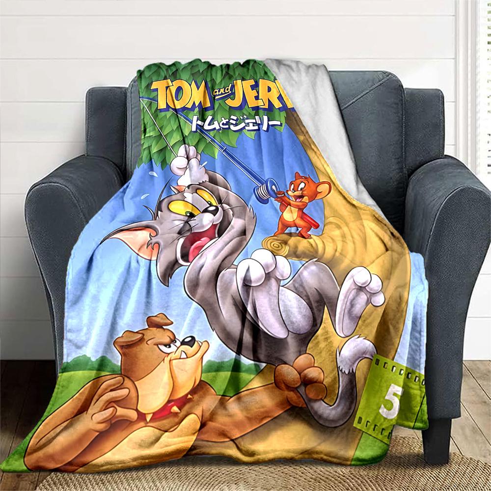 1pc Tom and Jerry Flannel Blanket Soft Warm Throw for Home, Office, Travel, All-Season Cozy Bedding GiftL1233