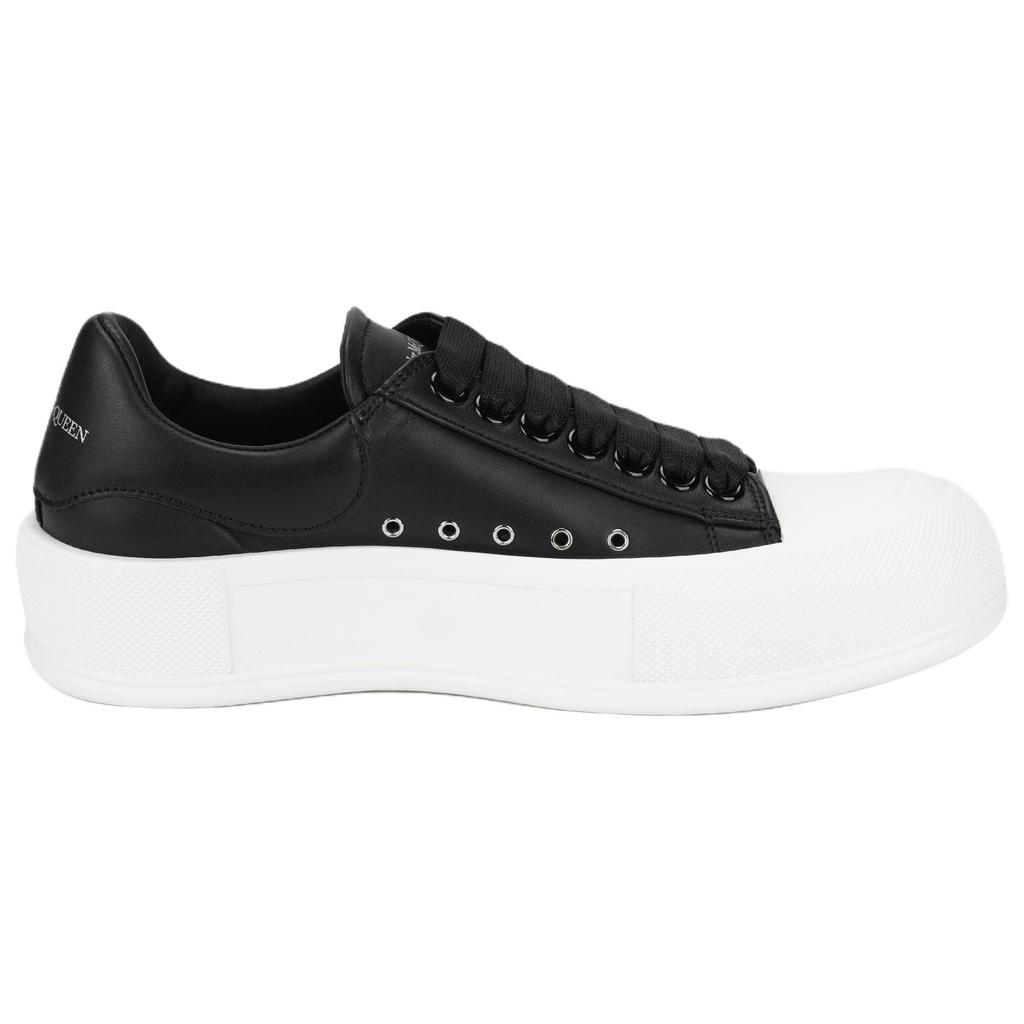 (WMNS) Alexander McQueen Deck Skate Plimsoll Shoes 'Core Black White' Women's 697121WIAB61070