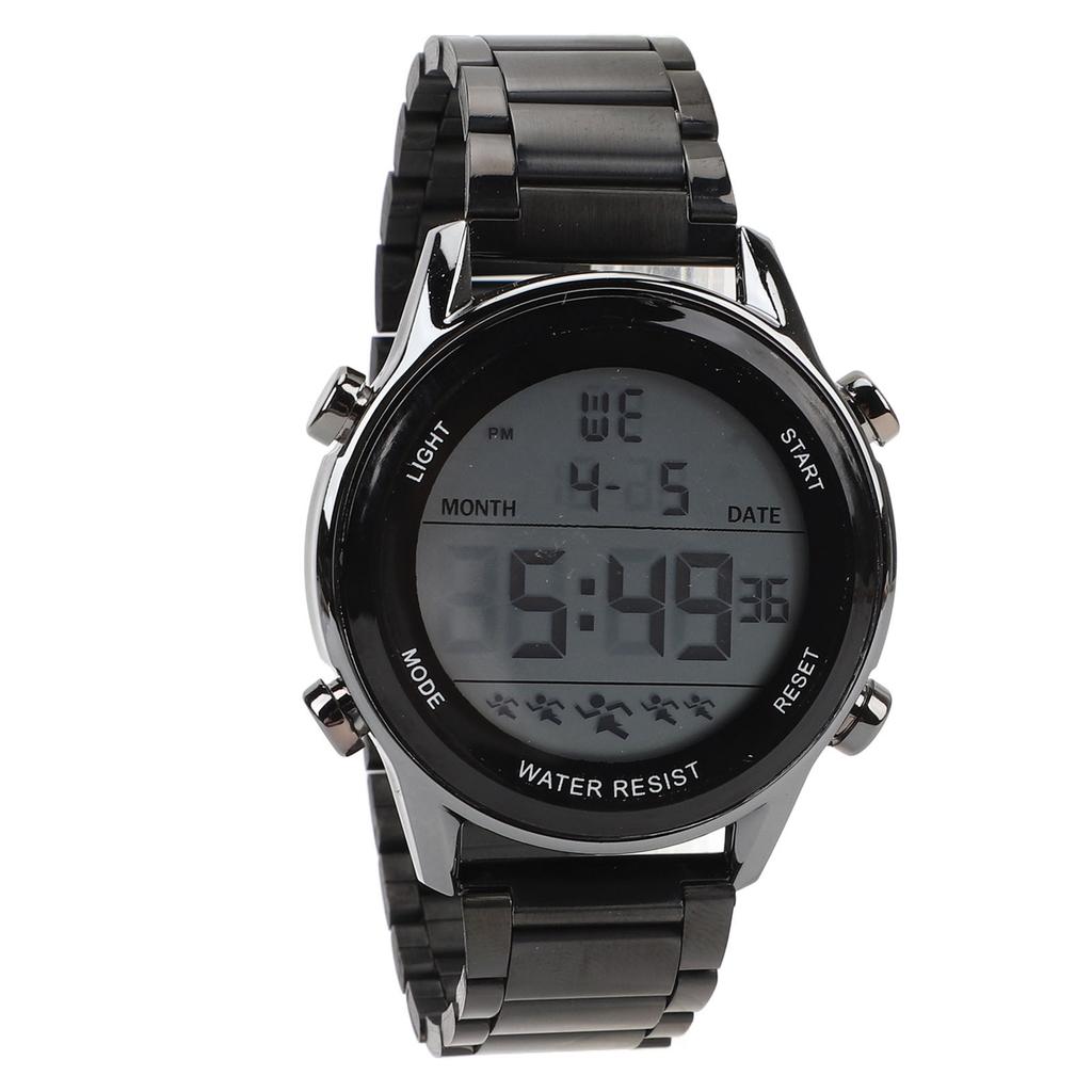 Men Digital Watch Multifunctional 50m Waterproof Depth LED Night Light Men Wrist Watch Black