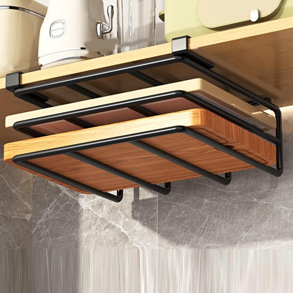 Non-punching Cutting Board Hanging Rack Under Cabinet Storage Shelf  Kitchen Placement Storage Rack