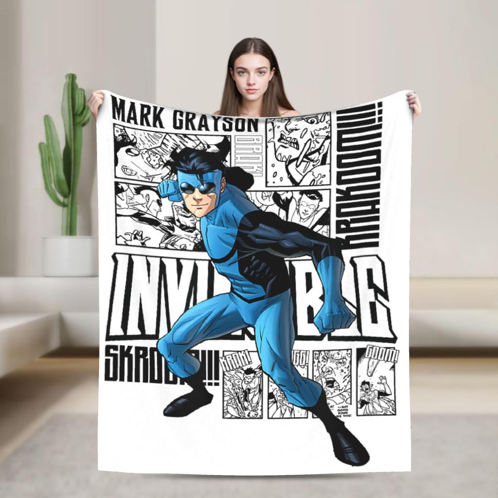 Invincible Comic Mark Grayson Fleece Blankets Anime Awesome Throw Blanket for Home 150*125cm Rug Piece Lightweight Thin