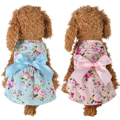 Spring Print Dress Dog Cute Summer Cat Cotton Costume Outfit Clothes