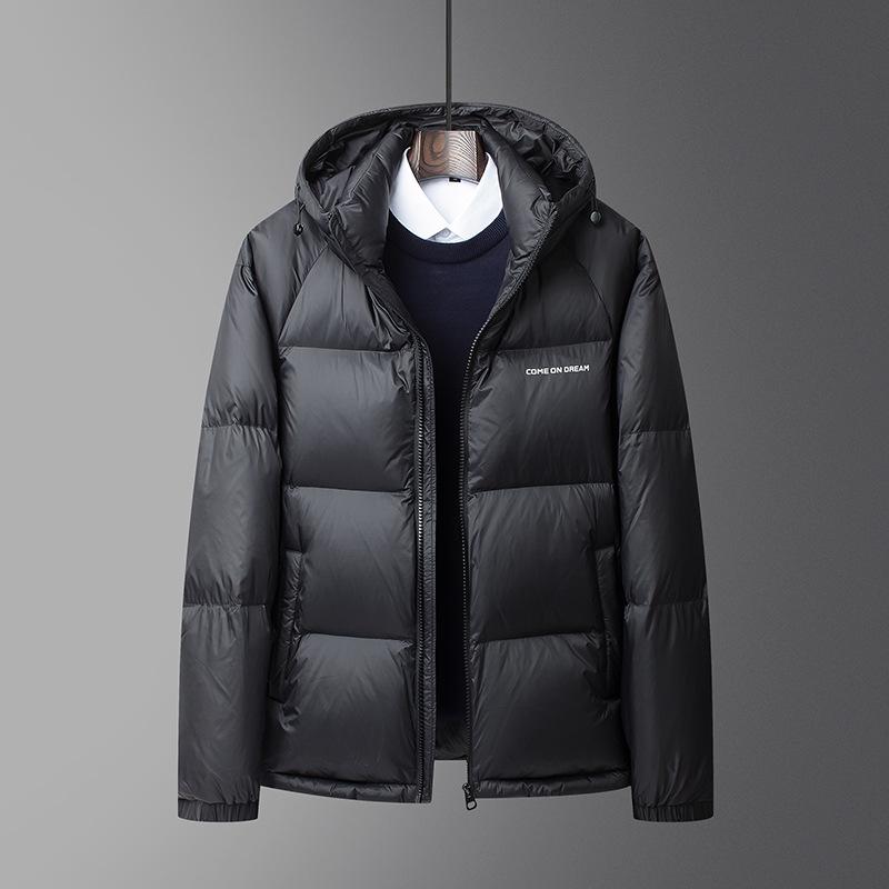 Men's Hooded Down Jacket - Winter 2025 Fashion: Short, Thick, High Loft, Warm Puffer Coat