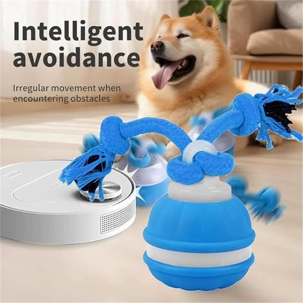 Yobensun Rolling Dog Toy, Automatic Dog Walker Interactive Indestructible Waggle Ball Toy, Interactive Ball with Motion Activation & Chirping Sounds