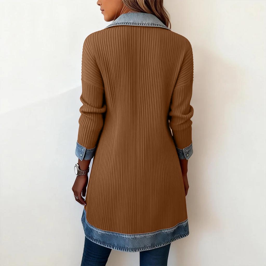 Women's Fashion Casual Button-Patch Long-Sleeve Collared Jacket