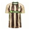 Men Print Soccer Jersey, Blue Black Stripe Short Sleeve Football T‑Shirt, Quick Dry Breathable Sports Fan Training Uniform Tops