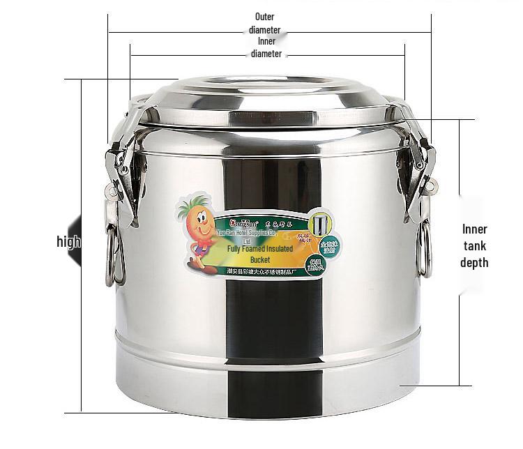 Large Capacity 304 Stainless Steel Insulated Bucket - 3-Layer Thickened Sealed for Rice, Soup, Tea, Hot Water, and Soy Milk