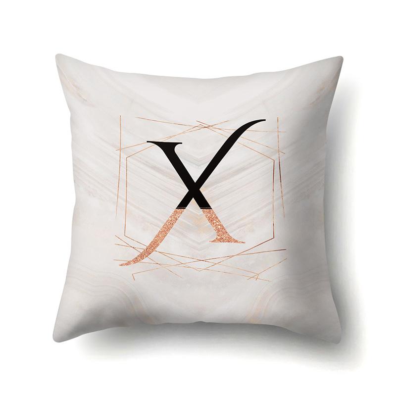 Polyester Pillow Case Black Gold Watercolor Home Furnishing 26 English Letters Printed Waist Cushion Sofa Pillow Case