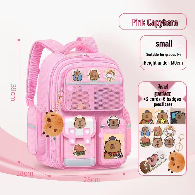 Kids' Lightweight Backpack with Spine Protection for Grades 1-6, Large Capacity, Ideal for Boys and Girls