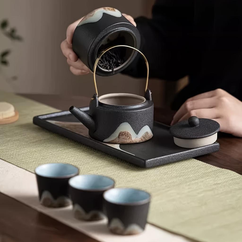 7pcs Ceramic Tea Gift Box Set Tea Cup Teapot Tea Tray Outdoor Tea Making Tools Portable Tea Set Gift For Friends Home Decorations Holiday Gifts For Te