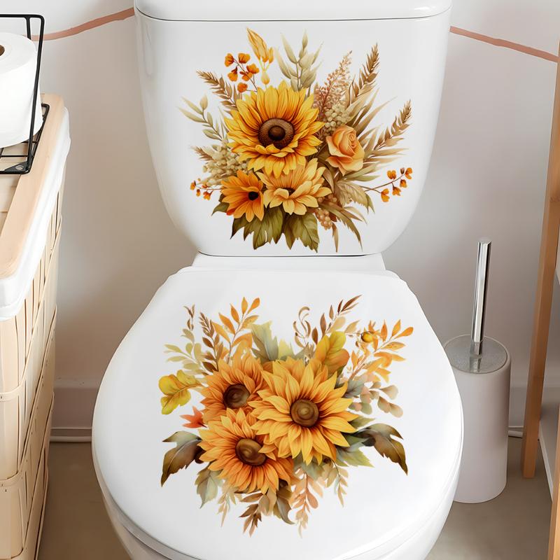 Sunflowers Bouquet Wall Sticker Bathroom Toilet Decor Living Room Refrigerator Home Decoration Decals