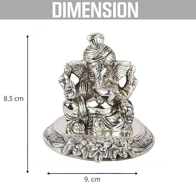 Silver Plated Lord Ganesh Idol with Beautiful Thank You Gift Box & Carry