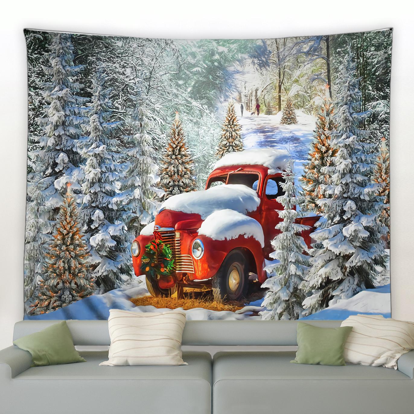 

Домашний декор, художественный настенный подвесной общежитие, спальня, гостиная, рождественский гобелен, Санта, елочный шар, подарок, украшение для камина 100x75cm